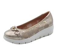 Stonefly 221190 Plume Laminated Taupe Mocasines para mujer de piel perforada con cuña media, topo, 36 EU