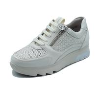 Stonefly 222509 Spock 45 White Bianco Scarpe Donna Sneakers Lacci Zip Pelle forata 38