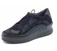 Stonefly Zapatillas Cream de mujer tipo running en serraje con plataforma y cierre elástico. Negro 39