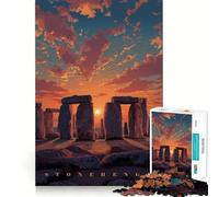 Stonehenge al Atardecer Pixel Art 1000 Piezas Rompecabezas para Adultos Regalos Juguete de lógica Fina Ocio Suave Bordes limpios Regalo Encantador 38x26cm