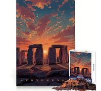 Stonehenge al Atardecer Pixel Art para Adultos Rompecabezas de 1000 Piezas Rompecabezas Mental Divertido y Relajante Montaje de imágenes Sorpresa cálida 50x75cm