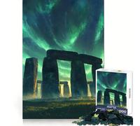 Stonehenge bajo la Aurora Boreal Rompecabezas de 1000 Piezas para Adultos Regalo Ideal para los Amantes de la lógica un Juego de Mesa Sencillo y Divertido con Bordes limpios y un Bonito Detalle