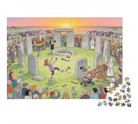 Stonehenge Solsticio de Verano Selfie Surge Puzzle De Madera Impermeable DIY Puzzles De 1000 Piezas para Adultos Colorido Rompecabezas para Decoración del Hogar