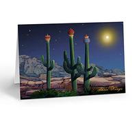 Stonehouse Collection Tarjeta de Navidad individual de tres hombres sabios, tres cactus saguaro como los tres sabios, tarjeta occidental individual de 5 x 7 pulgadas con sobre, fabricada en los