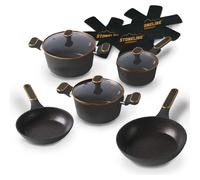 STONELINE Batería de cocina negra/oro rosa - 11 piezas