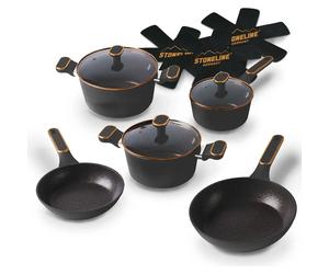 STONELINE Batería de cocina negra/oro rosa - 11 piezas