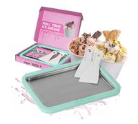 STONELINE by Mr. Ice Cream Rolls ORIGINAL Ice Cream Rolls Maker Placa para helados Mint 26x21x3,5 cm con 2 espátulas para helado casero, helado comestible, DIY, rollos de helado, placa de acero