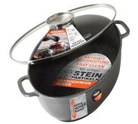 STONELINE Cazuela Ovalada 39 cm Aluminio Fundido Tapa Aroma Asador Cacerola Olla Grande Inducción Revestimiento Antiadherente con Partículas de Piedra Reales, Todo Tipo de Cocinas, Cocinar Sin Grasa