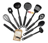 STONELINE Juego de 9 Utensilios de Cocina con Soporte Integrado al Mango, de Nylon Resistente al Calor para Ollas Sartenes Antiadherentes Utensilio Cocina Espátula Cucharón Varillas Cuchara Espumadera