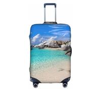 Stones Blue Sea Ocean Sunrise Mountain - Funda protectora para maleta, elástica, lavable, antiarañazos, ajuste de 18 a 32 pulgadas, White, M