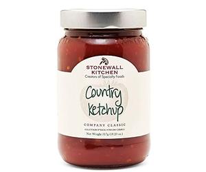 Stonewall Kitchen Country Ketchup - Ketchup gourmet con trozos de tomate, pimientos, cebolla y chile - Perfecto para hamburguesas, patatas fritas, filetes y más - Afrutado, especiado y ligeramente pic