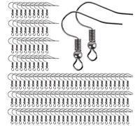 Stonges - Ganchos de acero inoxidable para pendientes, con bola y alambre hipoalergénicos, 800 unidades, color negro