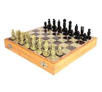 stonkraft 12 "x12 Conjunto de Tablero de Juego de ajedrez de Piedra de Madera + peones Hechos a Mano
