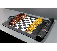 StonKraft Juego de ajedrez de Cuero 19 "x 15" (tamaño de Tablero de ajedrez de 12 "x 12") - con Piezas de ajedrez de Madera en una innovadora Bolsa de Transporte