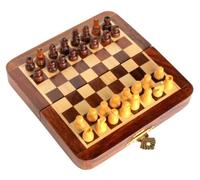 StonKraft Juego de ajedrez Hecho a Mano de Madera Premium de 18 x 18 cm - Juego magnético de Madera Plegable con Almacenamiento