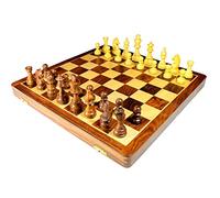 StonKraft Juego de ajedrez Hecho a Mano de Madera Premium de 46 x 46 cm - Juego de Madera Plegable con Reina Extra