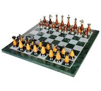 StonKraft Juego de mesa de ajedrez de mármol verde coleccionable de 15 x 15 pulgadas + piezas de madera de latón para 2 jugadores, a partir de 12 años