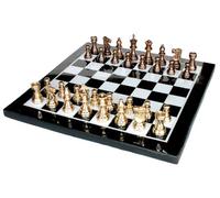 StonKraft Juego de tablero de ajedrez de mármol, piezas hechas a mano de latón (15 x 15 pulgadas), para todas las edades