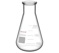 stonylab 1-Paquete 200ml Matraz Erlenmeyer de Boca Estrecha, Erlenmeyer Flasks de Cristal de Pared Gruesa con Borde de Alta Resistencia (200ml)
