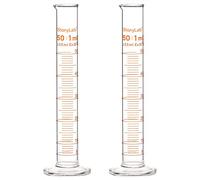 StonyLab 2-Pack Cilindro de Medición Graduado de Vidrio de Borosilicato, Glass Cylinder - 50 ml