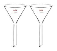 StonyLab 2 Paquetes Embudo de Vidrio de Borosilicato de Embudo de Vidrio Glass Funnel, Tallo Corto 75 mm de Diámetro, 75 mm de Longitud Del Vástago