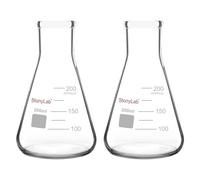 stonylab [2 paquetes] Frascos Erlenmeyer de boca estrecha 200ml con borde para trabajo pesado