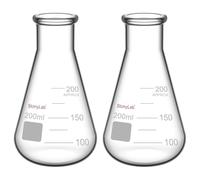 stonylab [2 paquetes] Frascos Erlenmeyer de boca estrecha 200ml con borde para trabajo pesado