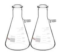 StonyLab 2 Paquetes Matraz de Filtrado de Vidrio Borosilicato de 250ml, Glass Filtering Flask, Cuello de Perno con Tubulación - 250 ml