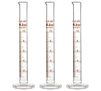 StonyLab 3-Pack Cilindro de Medición Graduado de Vidrio de Borosilicato, Glass Cylinder - 10 ml