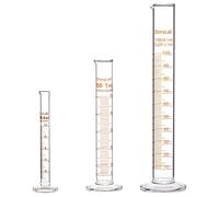 StonyLab 3-Pack Cilindro de Medición Graduado de Vidrio de Borosilicato, Glass Cylinder - 10 ml/50 ml/100 ml