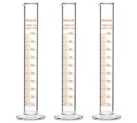 StonyLab 3-Pack Cilindro de Medición Graduado de Vidrio de Borosilicato, Glass Cylinder - 100 ml