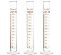 StonyLab 3-Pack Cilindro de Medición Graduado de Vidrio de Borosilicato, Glass Cylinder - 250 ml