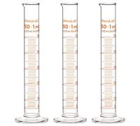 StonyLab 3-Pack Cilindro de Medición Graduado de Vidrio de Borosilicato, Glass Cylinder - 50 ml