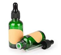 stonylab 30ml (1 oz) 2-Pack Frasco Gotero de Vidrio, Botella Cuentagotas de Vidrio Vacío Verde con Vidrio Cónico, Tapón Interno y Etiqueta, para Fragancias de Aromaterapia de Aceites Esenciales