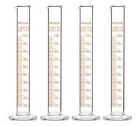 StonyLab 4-Pack Cilindro de Medición Graduado de Vidrio de Borosilicato, Glass Cylinder - 100 ml
