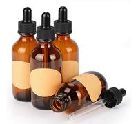 Stonylab 4-Pack Frasco Gotero de Vidrio, Botella Cuentagotas Vacía Marrón con Vidrio Cónico y Etiqueta, para Fragancias de Aromaterapia de Aceites Esenciales