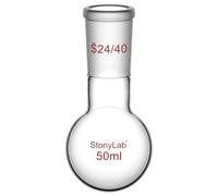 StonyLab 50ml Frasco de vidrio redondo con fondo redondo, RBF, con junta exterior con cono estándar 24/40-50ml