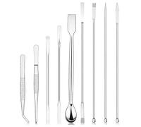 stonylab 9 piezas Set de Micro Cuchara y Espátula de Laboratorio, Acero Inoxidable Doble Punta Espátulas de Laboratorio Cucharas de Muestreo Micro Scoopulas Conjunto de Ponderación con Pinzas