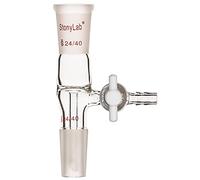 stonylab Adaptador de Control de Flujo de Vidrio, Flow Control Adapter Adaptador de Vidrio de Borosilicato con Junta Estándar 24/40 y llave de Paso de PTFE Lateral para Suministro de Laboratorio