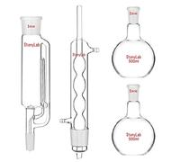 stonylab Aparato de Extracción Tipo Soxhlet de 500ml, Vidrio Borosilicato, Extractor Soxhlet 45/40 con Condensador Allihn y 2 Frascos de Fondo Plano de 500ml con Junta 24/40, Unidad Completa