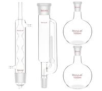stonylab Aparato de Extracción Tipo Soxhlet de Vidrio de Borosilicato, 60/45 Extractor Soxhlet y Condensador Allihn con Dos 1 L 29/42 Matraces de Fondo Plano Laboratorio Esenciales de Extracción