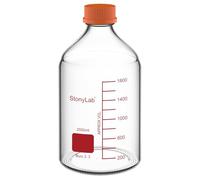 stonylab Botella de Almacenamiento de Medios con Tapa Rosca Naranja GL45, Vidrio Borosilicato, 2000 ml, para Uso en Laboratorio, 1 Unidad