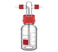 stonylab Botella de Lavado de Gases de Vidrio de Borosilicato con Tapa de Rosca GL45, Tapa PP y Sello de Silicona, Conector de Manguera de 8 mm para Almacenamiento y Dispensación, 250 ml