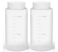 stonylab Botella de Reactivos de Boca Ancha, Tapón de Rosca HDPE, Suministro de Laboratorio, Paquete de 2, Capacidad de 1000 ml, Resistente y Duradera Frente a Productos Químicos