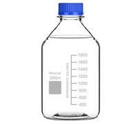 stonylab Botellas de Almacenamiento Graduado con GL45 Tapón de Rosca, 2000 ml Vidrio Claro Redondo Medio Reactivo de Laboratorio Botellas de Almacenamiento con Tapón Rosca Azul, 1 Pack