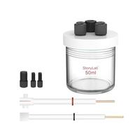 stonylab Celda Electrolítica, Borosilicato Kit de Celda Electroquímica Sellada Electrolizador de Reactor con Tapa de PTFE de 5 Orificios, 50 ml