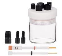 stonylab Celda Electrolítica, Borosilicato Kit de Celda Electroquímica Sellada Electrolizador de Reactor con Tapa de PTFE de 5 Orificios, 100 ml