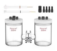 stonylab Celdas Electrolíticas Tipo-H, Borosilicato Membrana de Intercambio Iónico Reemplazable Celdas Electroquímicas Selladas con Electrolizador con Tapas de PTFE y Electrodos, 200 ml