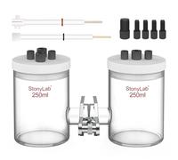 stonylab Celdas Electrolíticas Tipo-H, Borosilicato Membrana de Intercambio Iónico Reemplazable Celdas Electroquímicas Selladas con Electrolizador con Tapas de PTFE y Electrodos, 250 ml