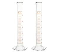 stonylab Cilindro Graduado, Paquete de 2 Cilindros de Vidrio de Borosilicato de Grado B con Base Hexagonal Estable, 50 ml